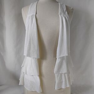 Women's Derek Heart Tiered Flowy White Open Tank Vest Ruched Boho Sleeveless Top